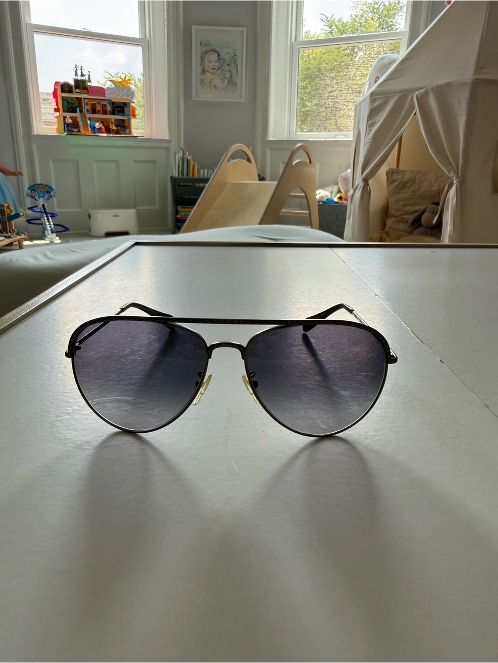 Lanvin Black Frame Aviator Sunglasses with Gray Lenses unisex